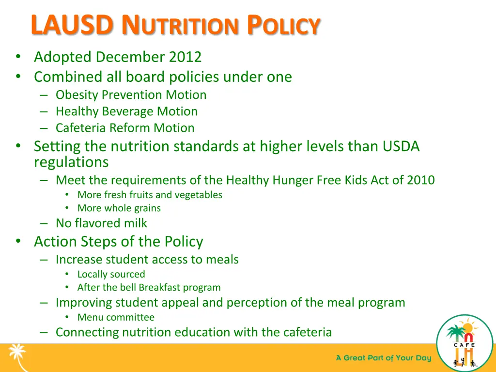 lausd n utrition p olicy adopted december 2012