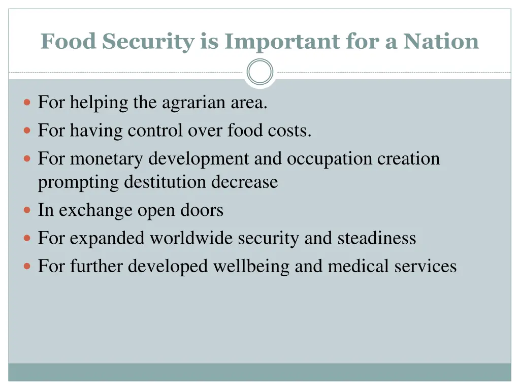 food security is important for a nation