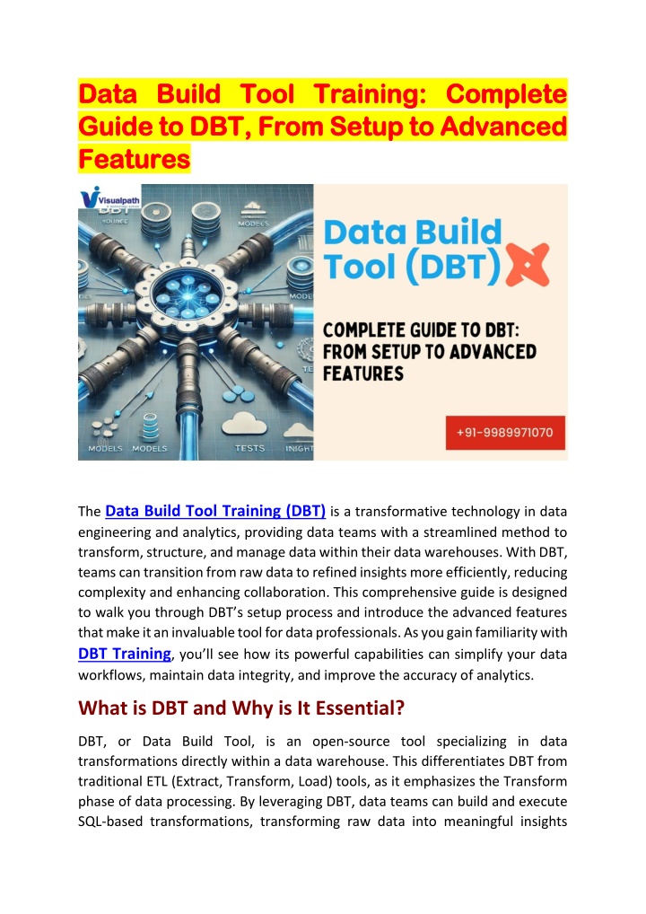 data build tool training complete data build tool