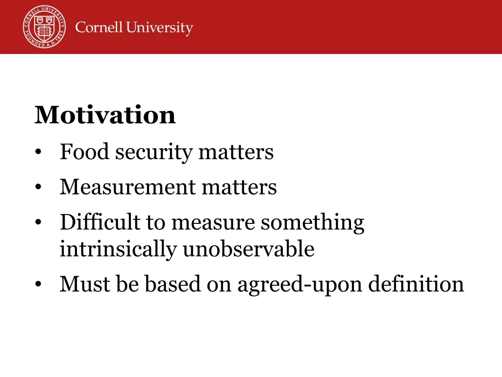 motivation food security matters measurement