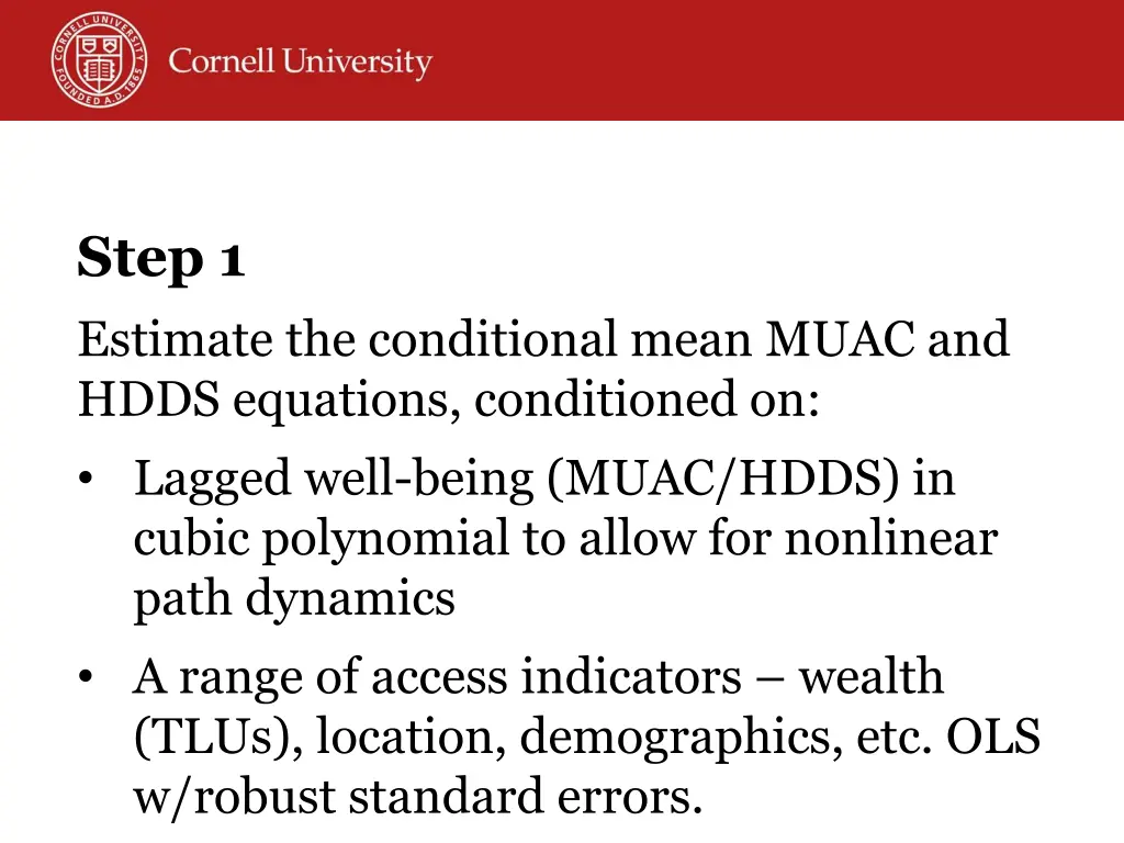 step 1 estimate the conditional mean muac