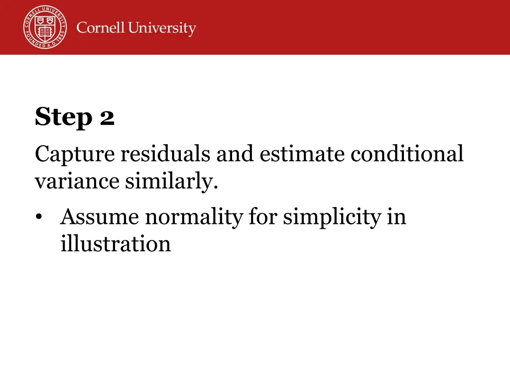 step 2 capture residuals and estimate conditional