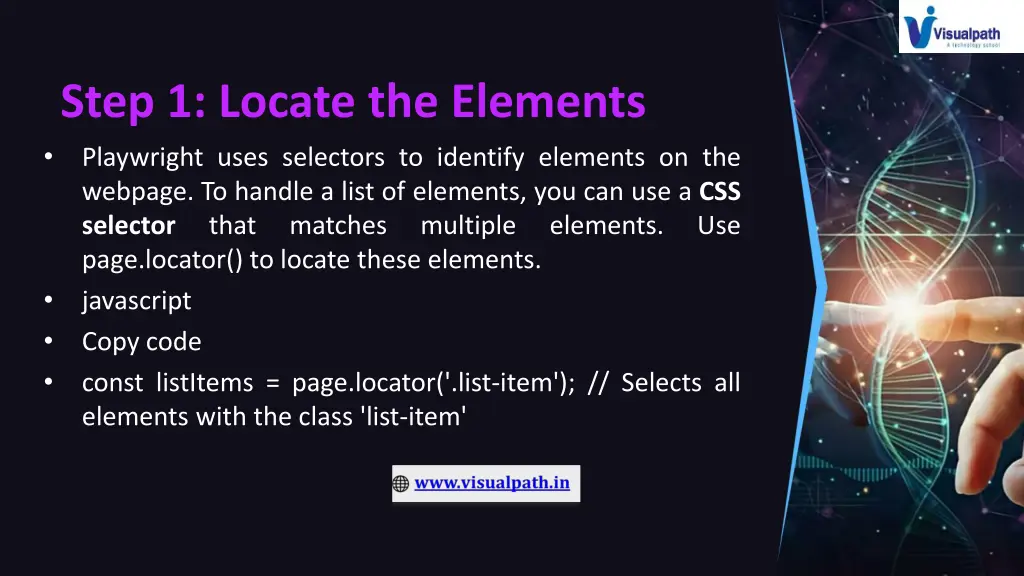 step 1 locate the elements