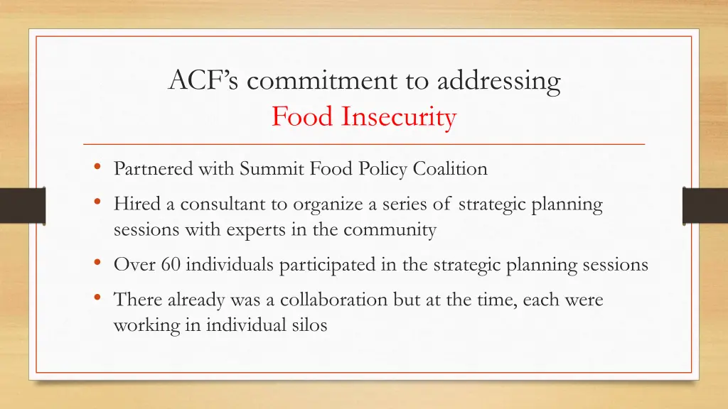 acf s commitment to addressing food insecurity