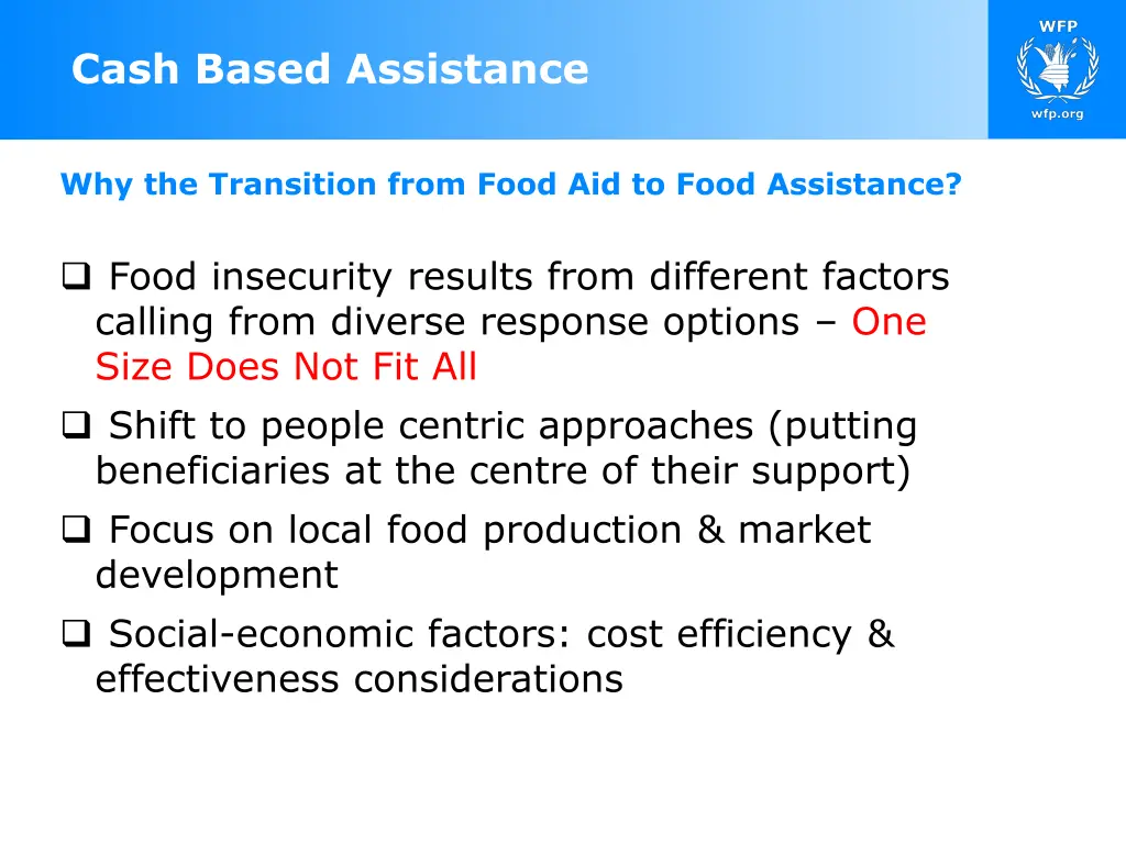 cash based assistance