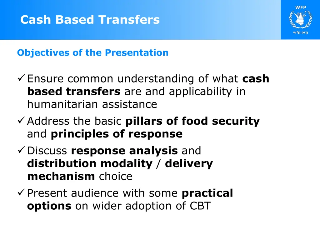 cash based transfers