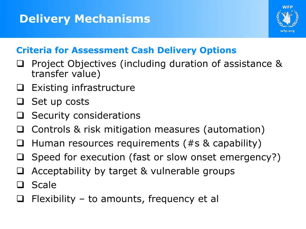 delivery mechanisms