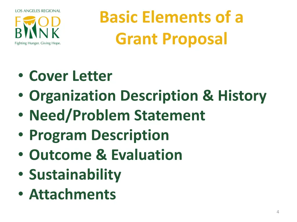 basic elements of a grant proposal