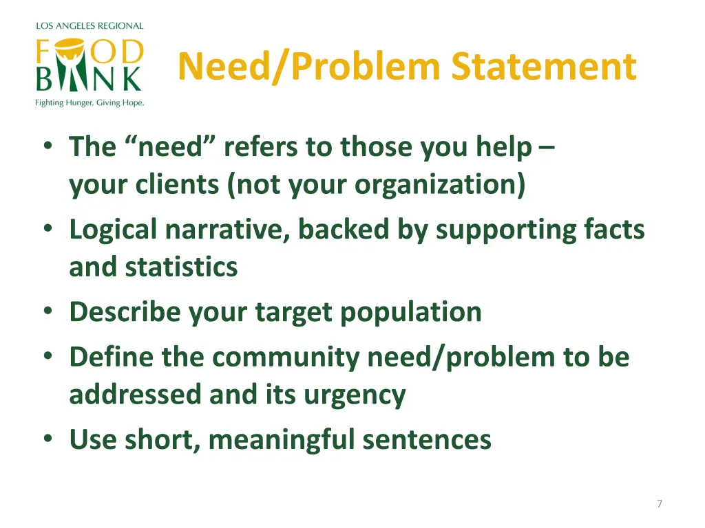 need problem statement