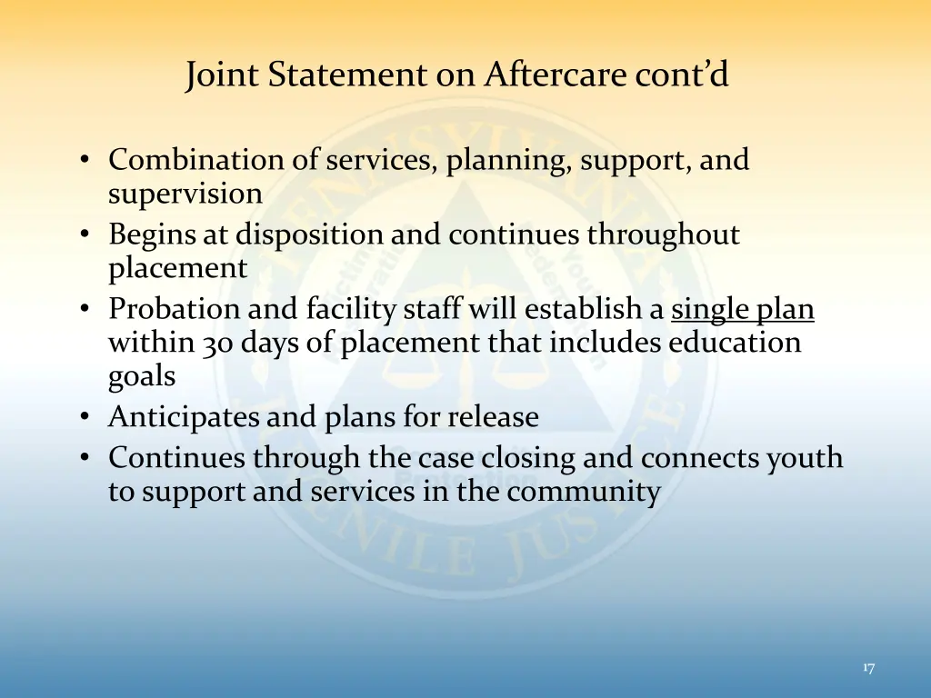 joint statement on aftercare cont d