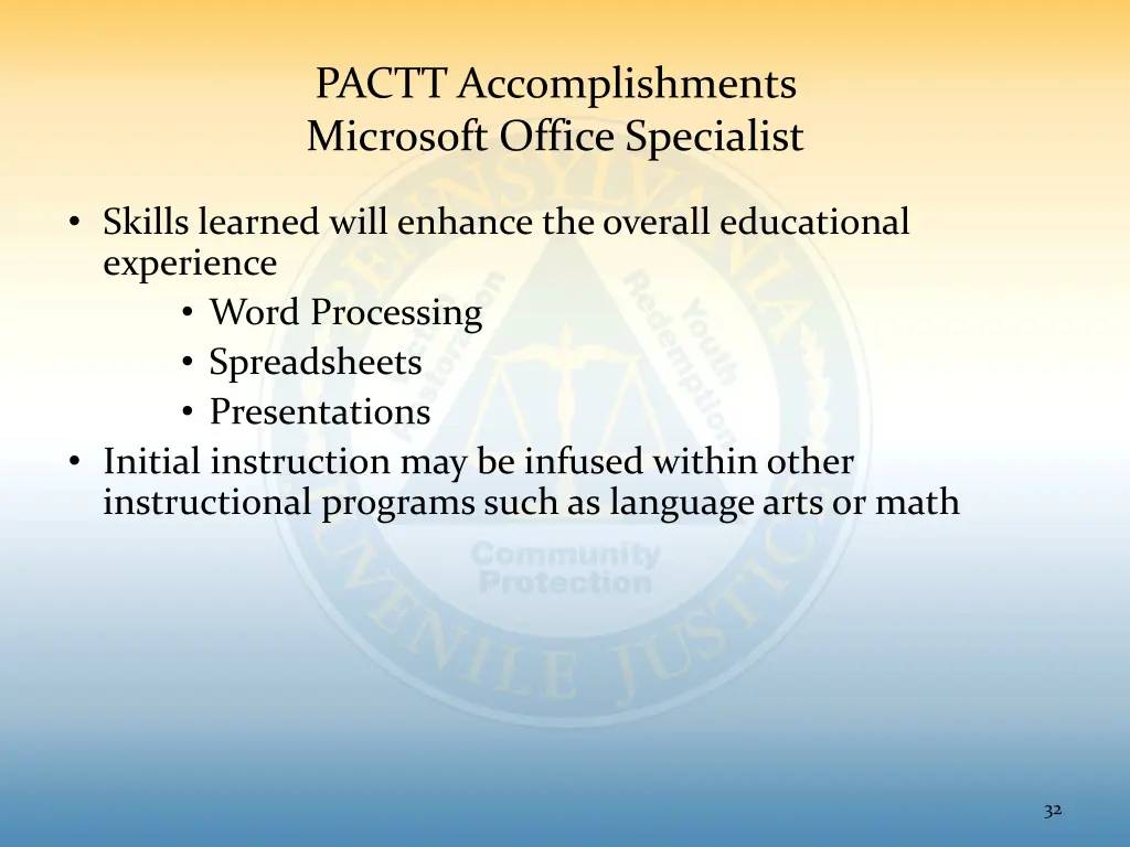 pactt accomplishments microsoft office specialist