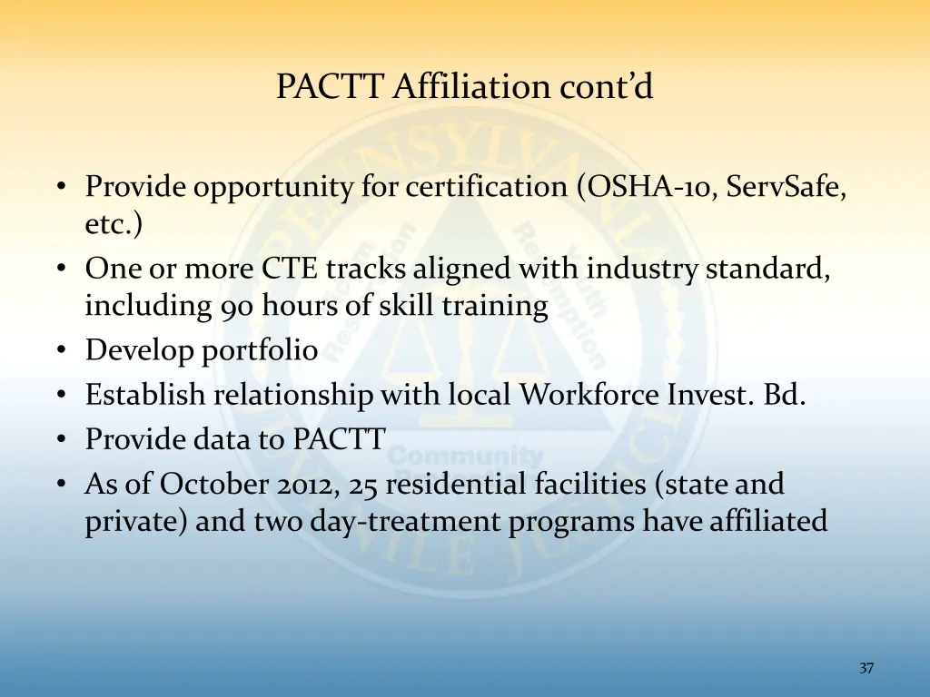 pactt affiliation cont d