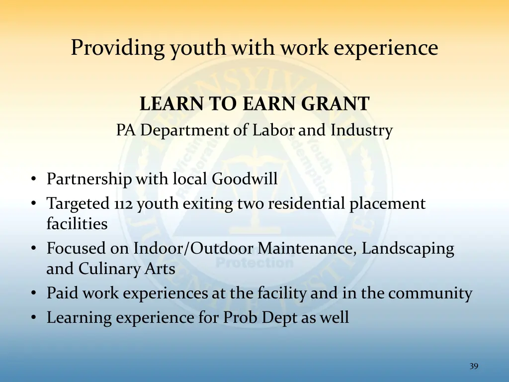 providing youth with work experience