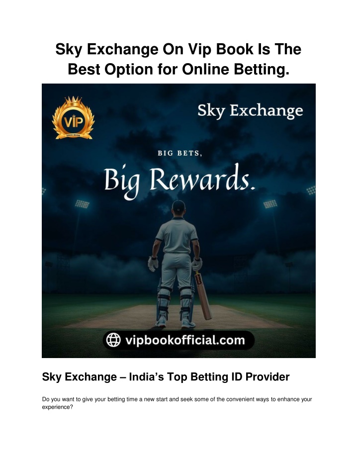 sky exchange on vip book is the best option