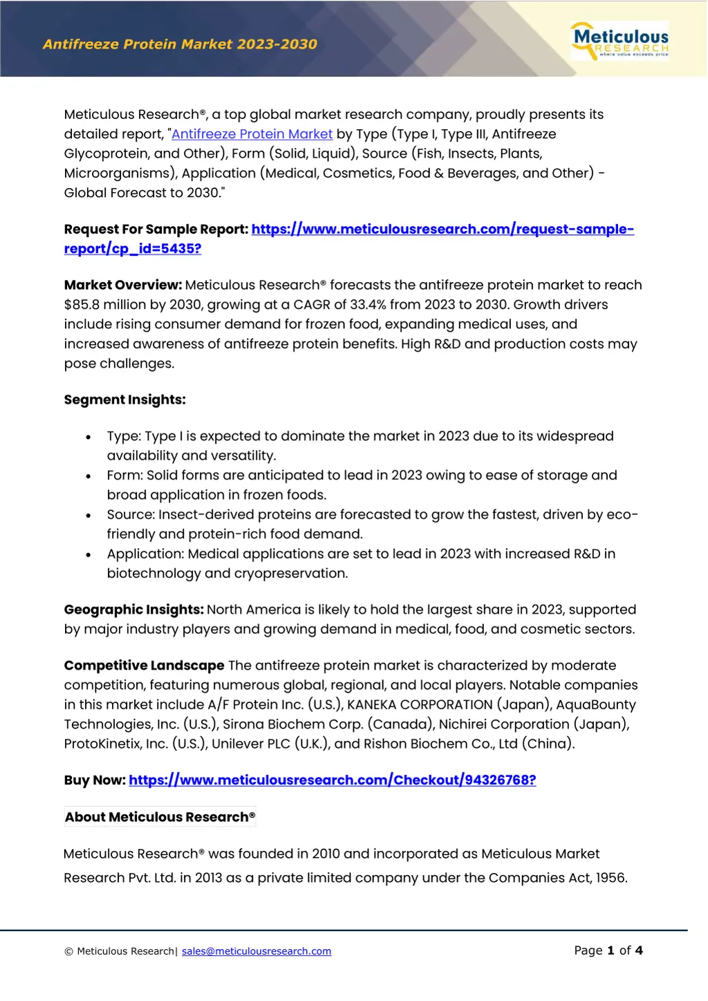 anti freeze protein market 202 3 203 0