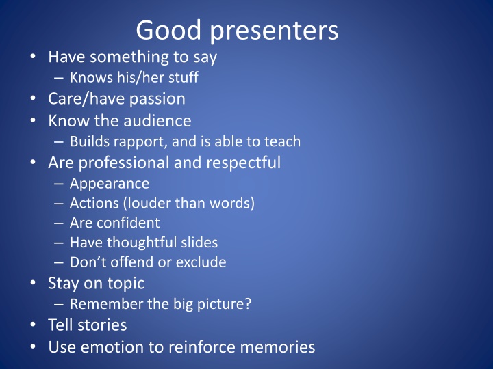 good presenters