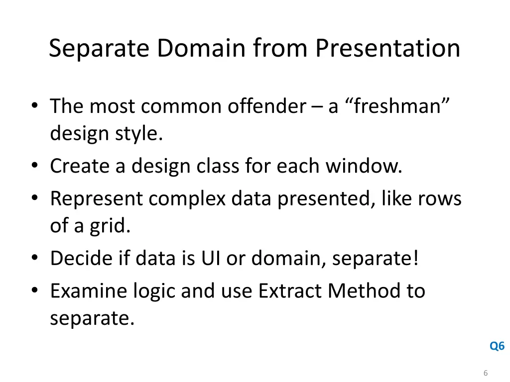 separate domain from presentation