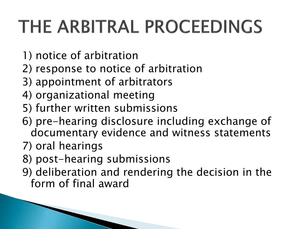 1 notice of arbitration 2 response to notice