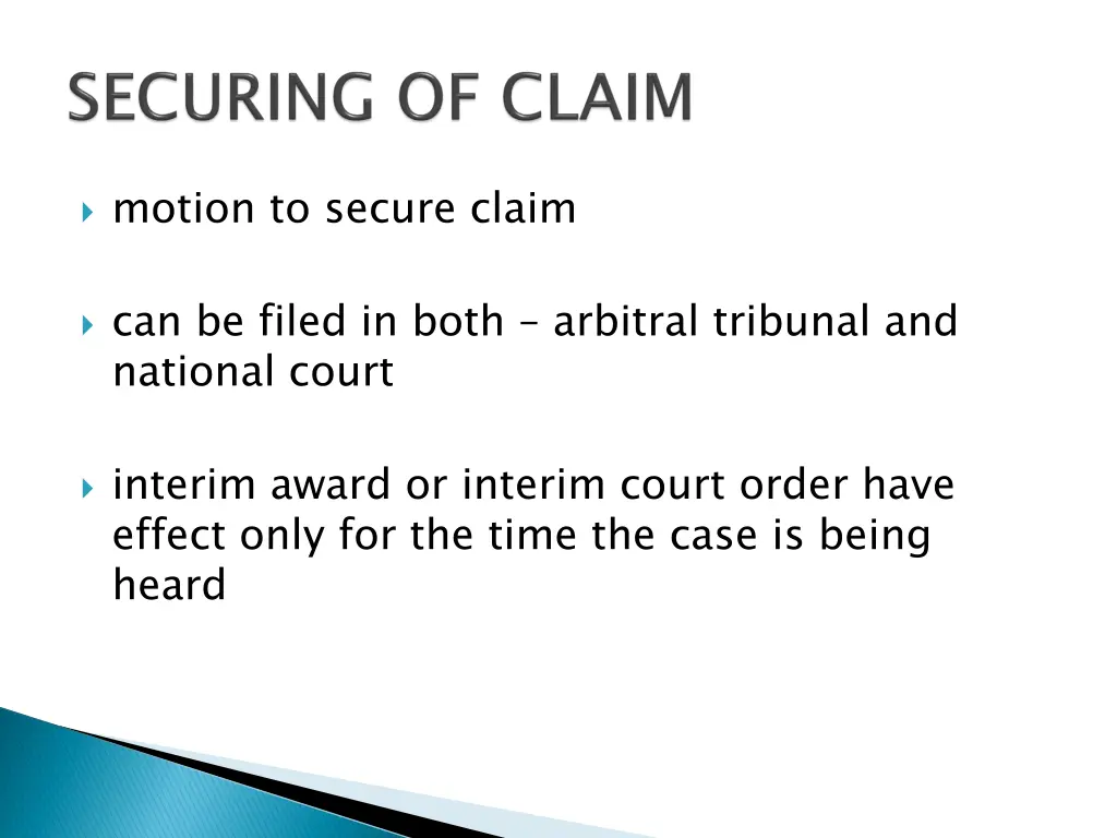 motion to secure claim