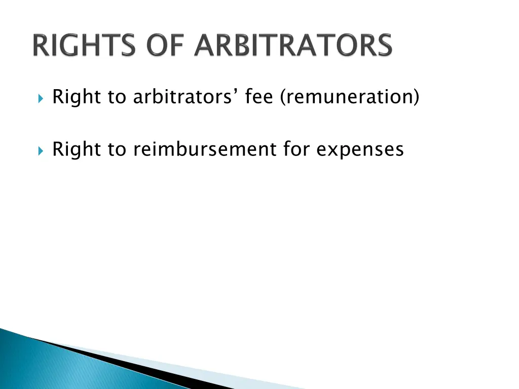 right to arbitrators fee remuneration