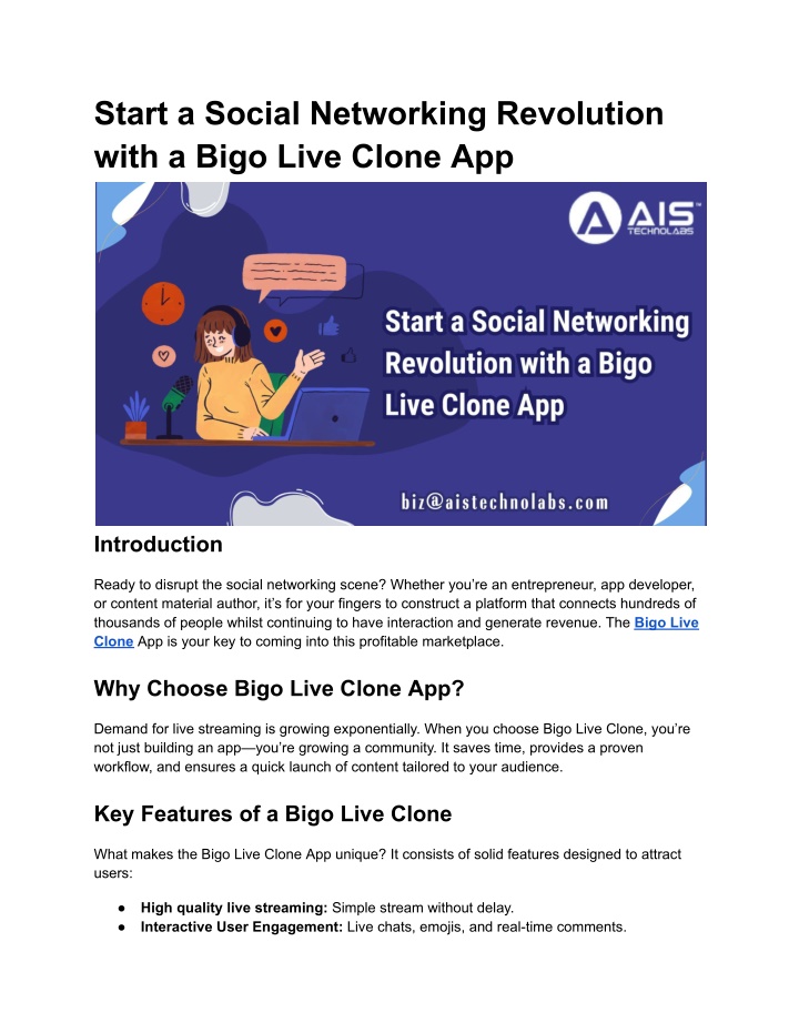 start a social networking revolution with a bigo