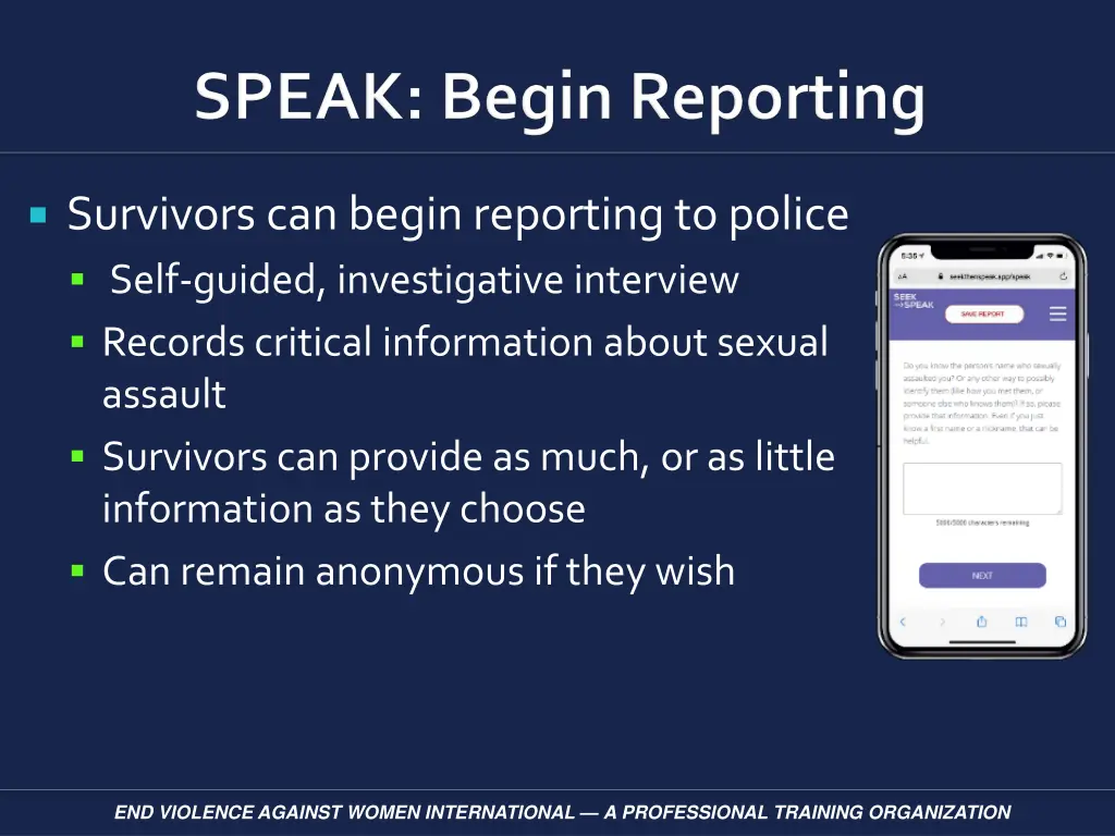 survivors can begin reporting to police self