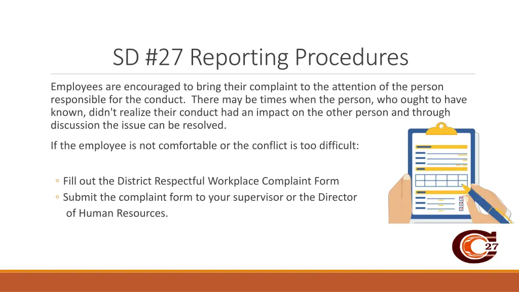 sd 27 reporting procedures