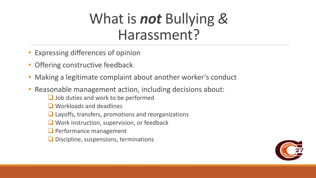 what is not bullying harassment