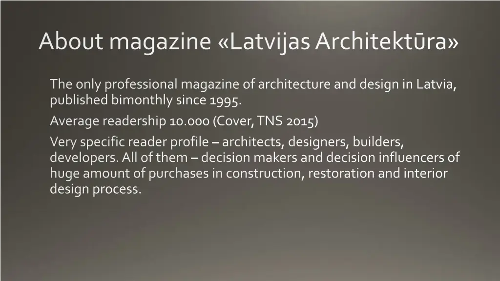 about magazine latvijas architekt ra