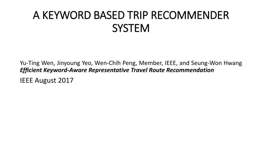 a keyword based trip recommender a keyword based