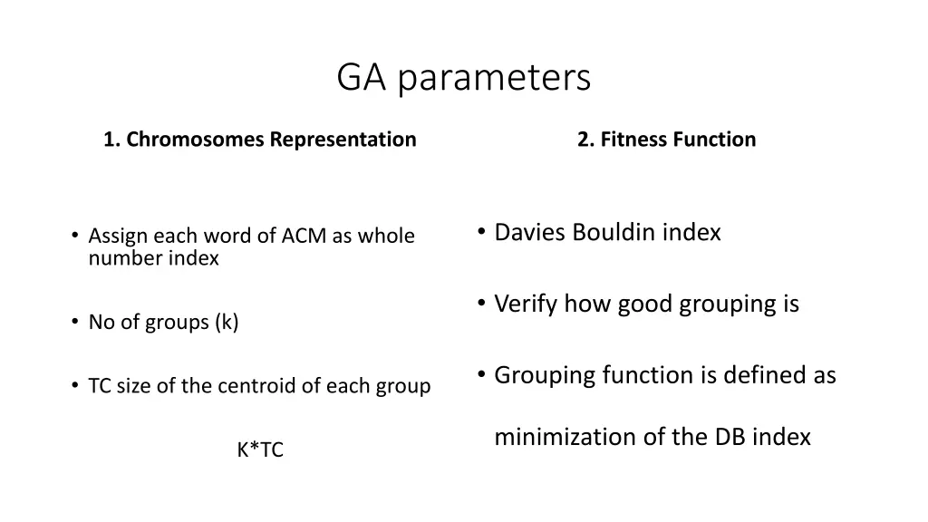 ga parameters