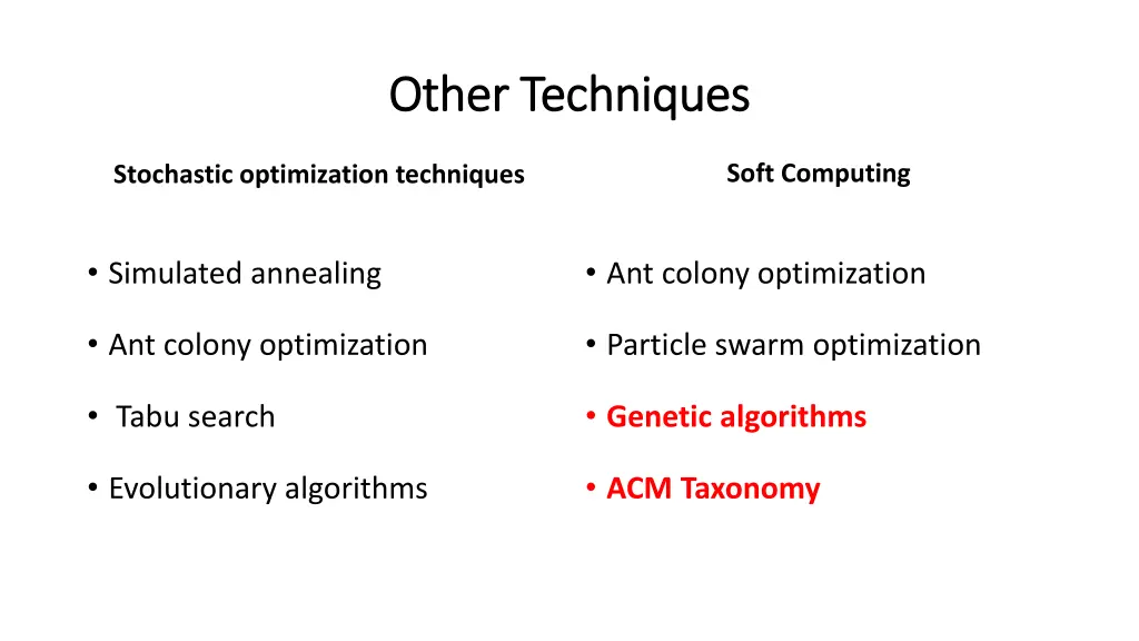 other other techniques techniques