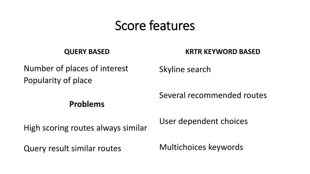 score score features features