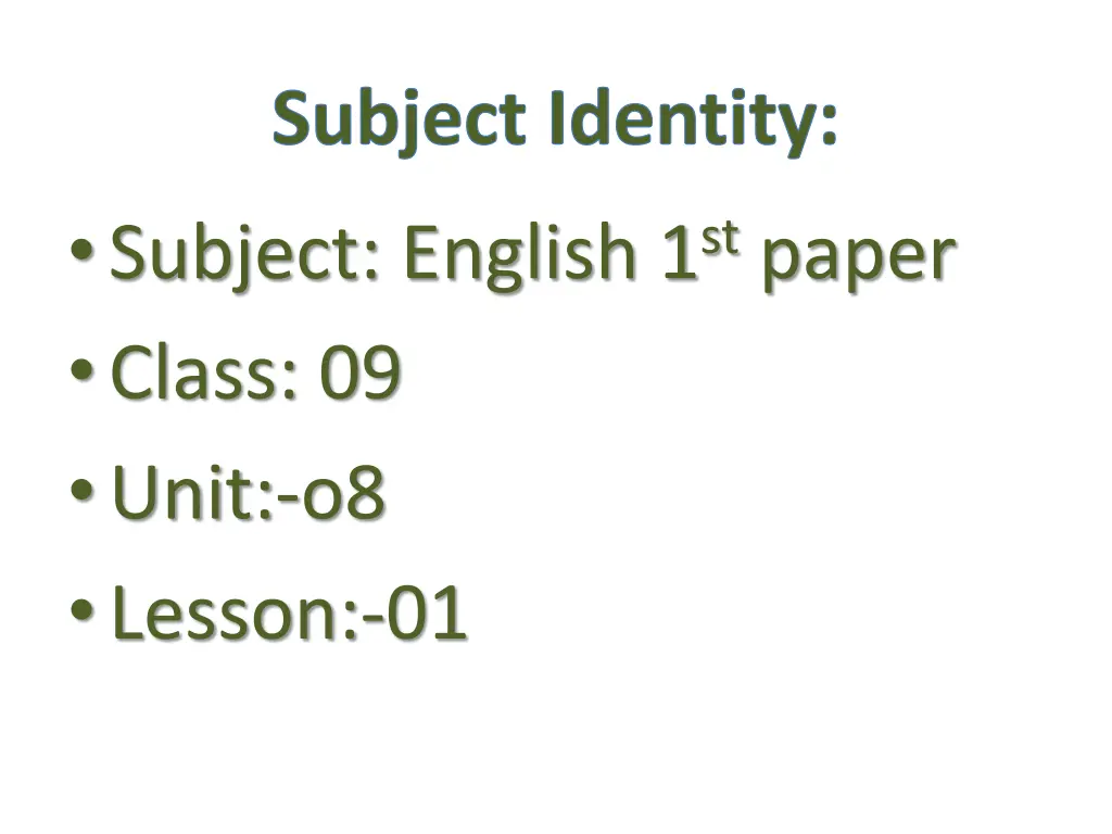 subject identity subject english 1 st paper class