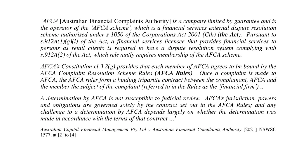 afca australian financial complaints authority