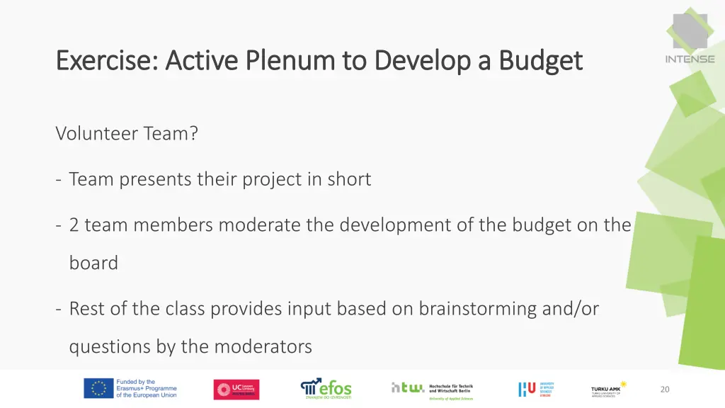 exercise active plenum to develop a budget