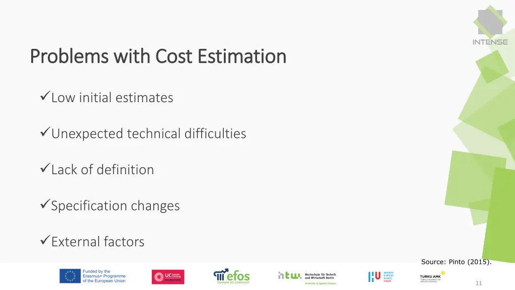 problems with cost estimation problems with cost