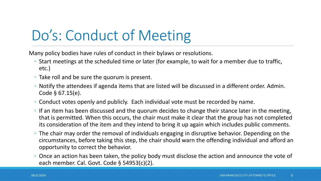 do s conduct of meeting