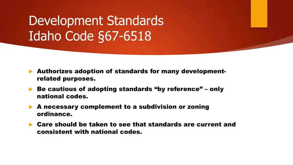 development standards idaho code 67 6518