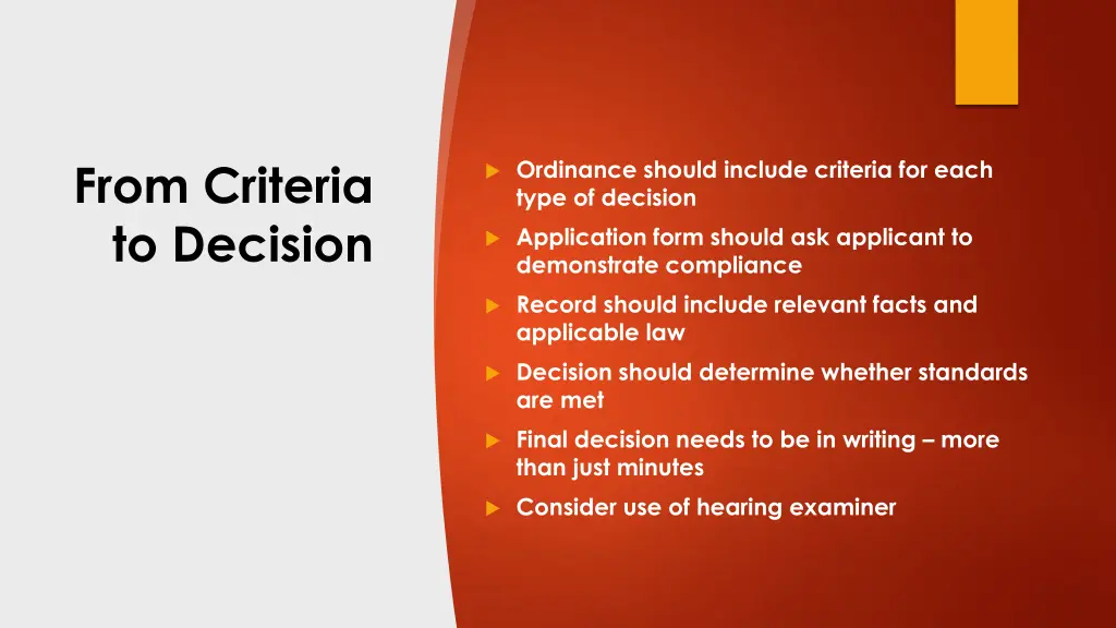 from criteria to decision