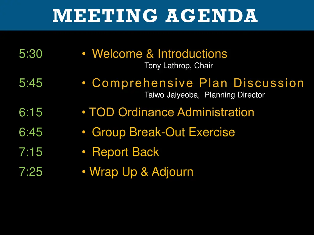 meeting agenda