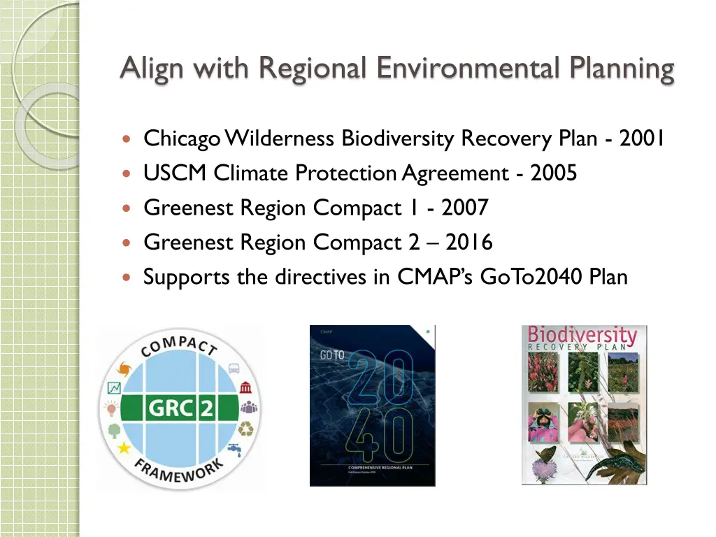 align with regional environmental planning