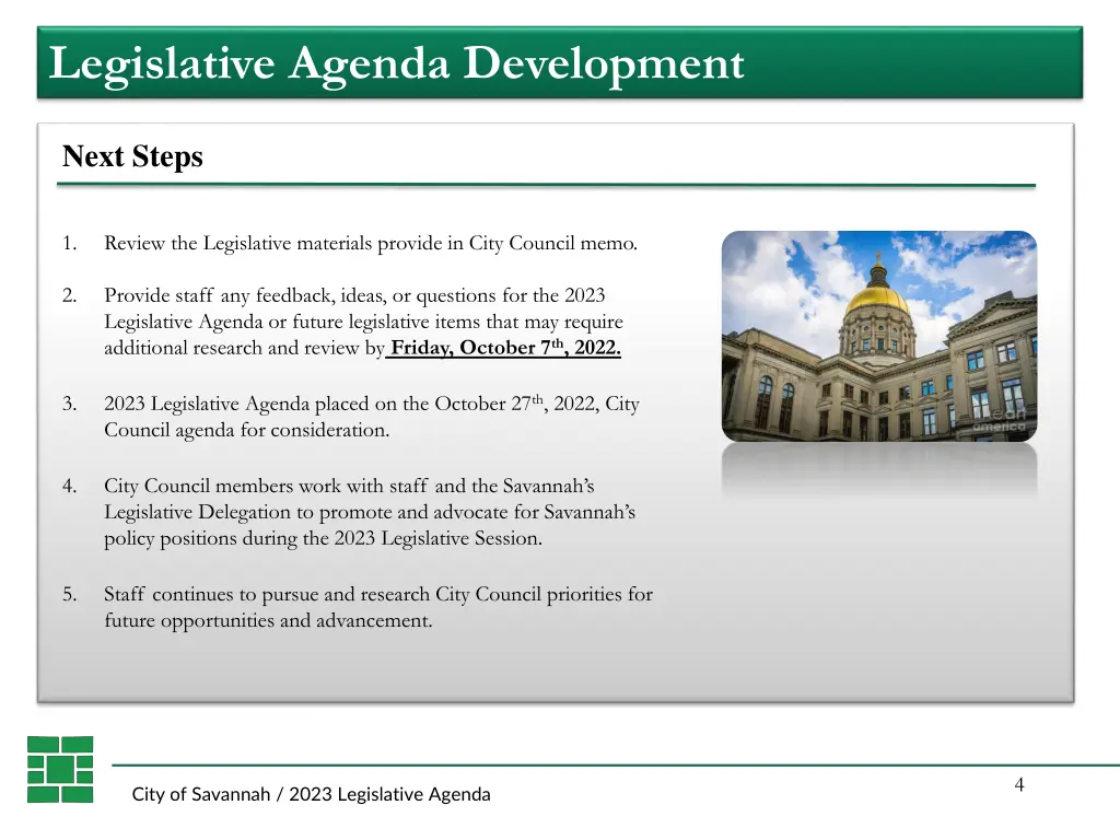 legislative agenda development