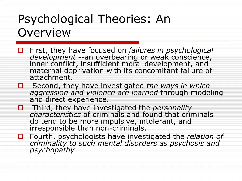 psychological theories an overview