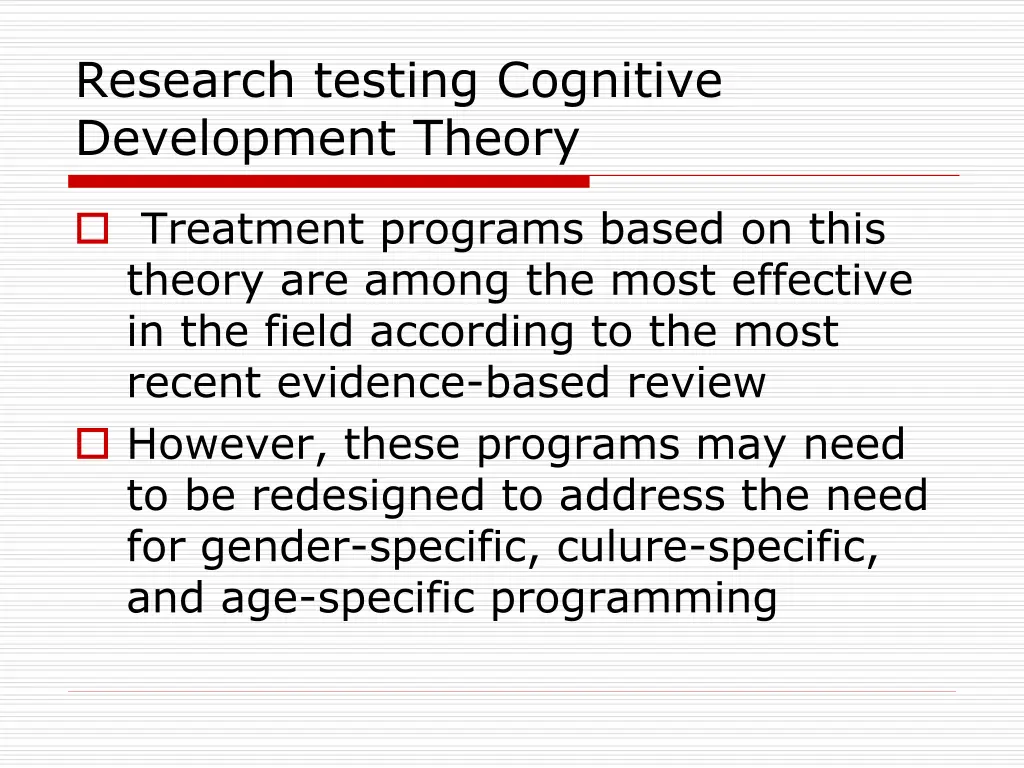 research testing cognitive development theory