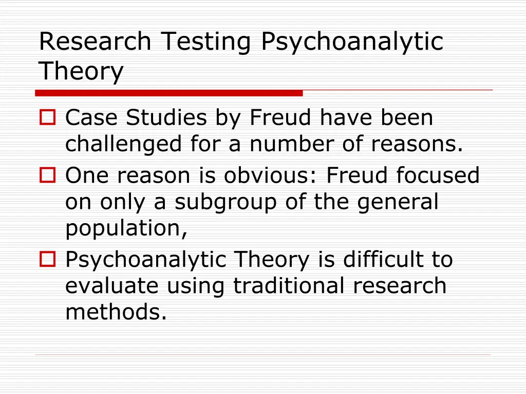 research testing psychoanalytic theory