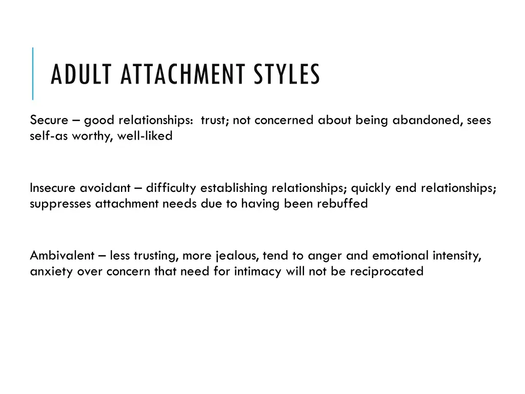 adult attachment styles