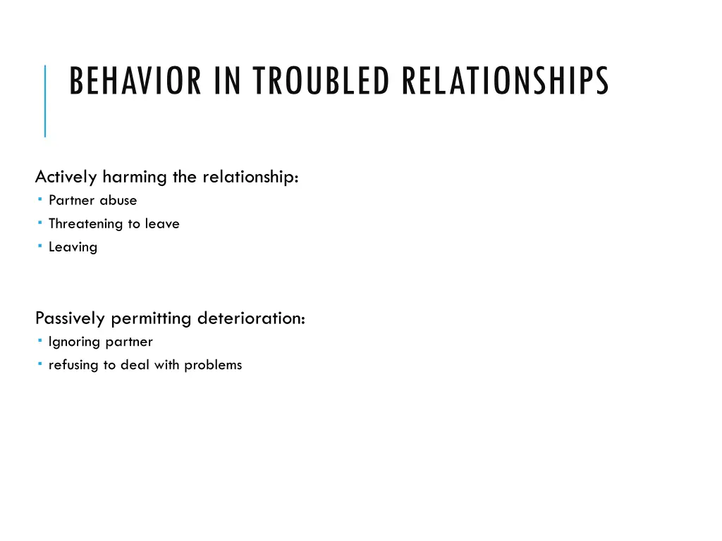 behavior in troubled relationships