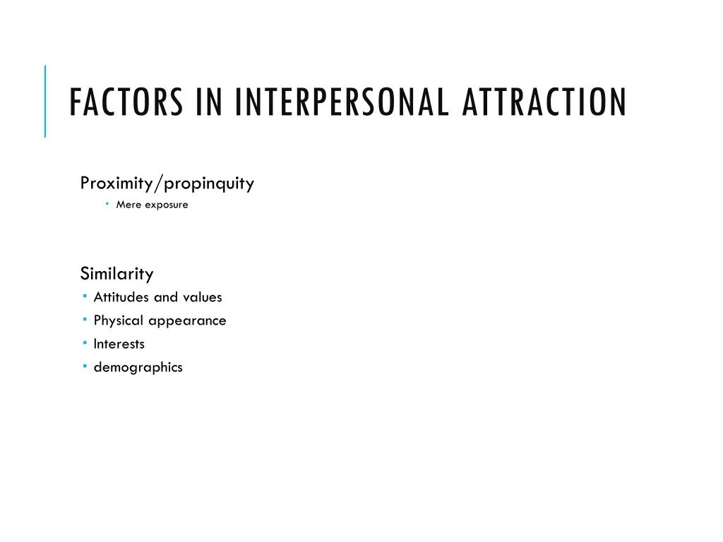 factors in interpersonal attraction