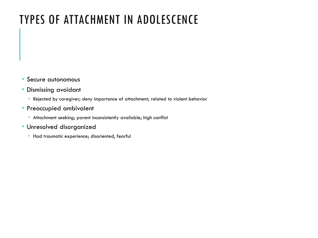 types of attachment in adolescence